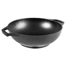 Lodge 625 Inch Black Cast Iron Wok Seasoned Cooking Pan With Dual Handles