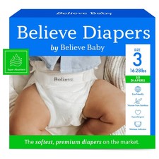 Believe Baby Premium Soft Hypoallergenic Disposable Diapers - Size 3 - 50ct