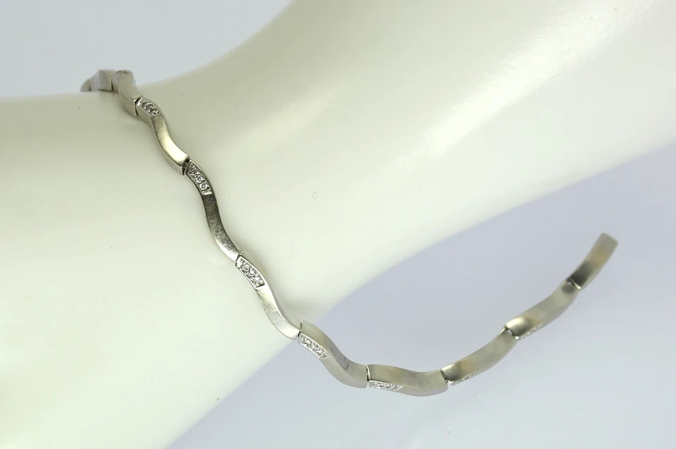 ♦♦ Armband in 14 kt 14k 585 er Weiß Gold mit Brillanten Länge 18,5 cm Armreif