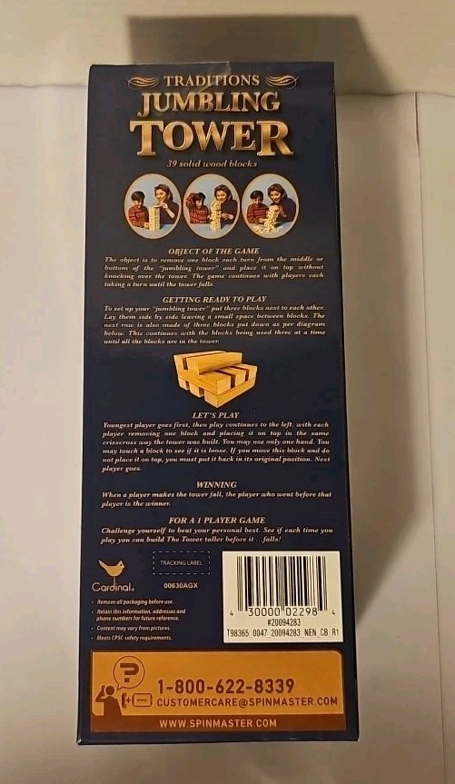 Tumbling Tower Stacking Blocks Game Classic 39 Wood Piece Gift Set New