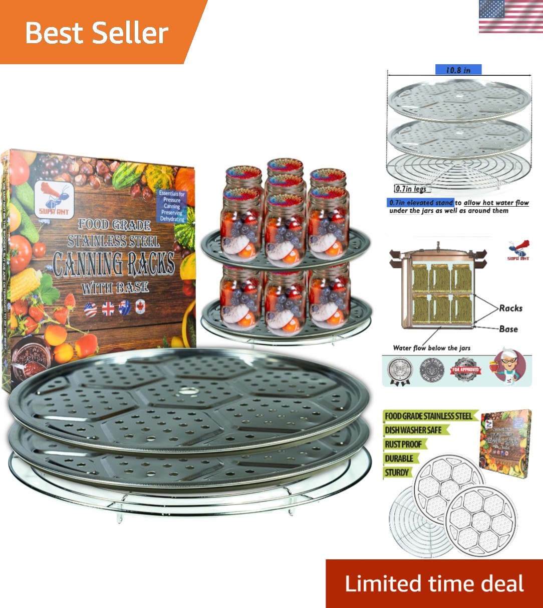 Canning Rack Stainless Steel Set for Water Bath Canner Press