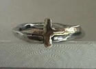 VTG Silpada Sterling Silver / 9K Gold Accent Hammered Cross Ring Size 5.75 2.2g