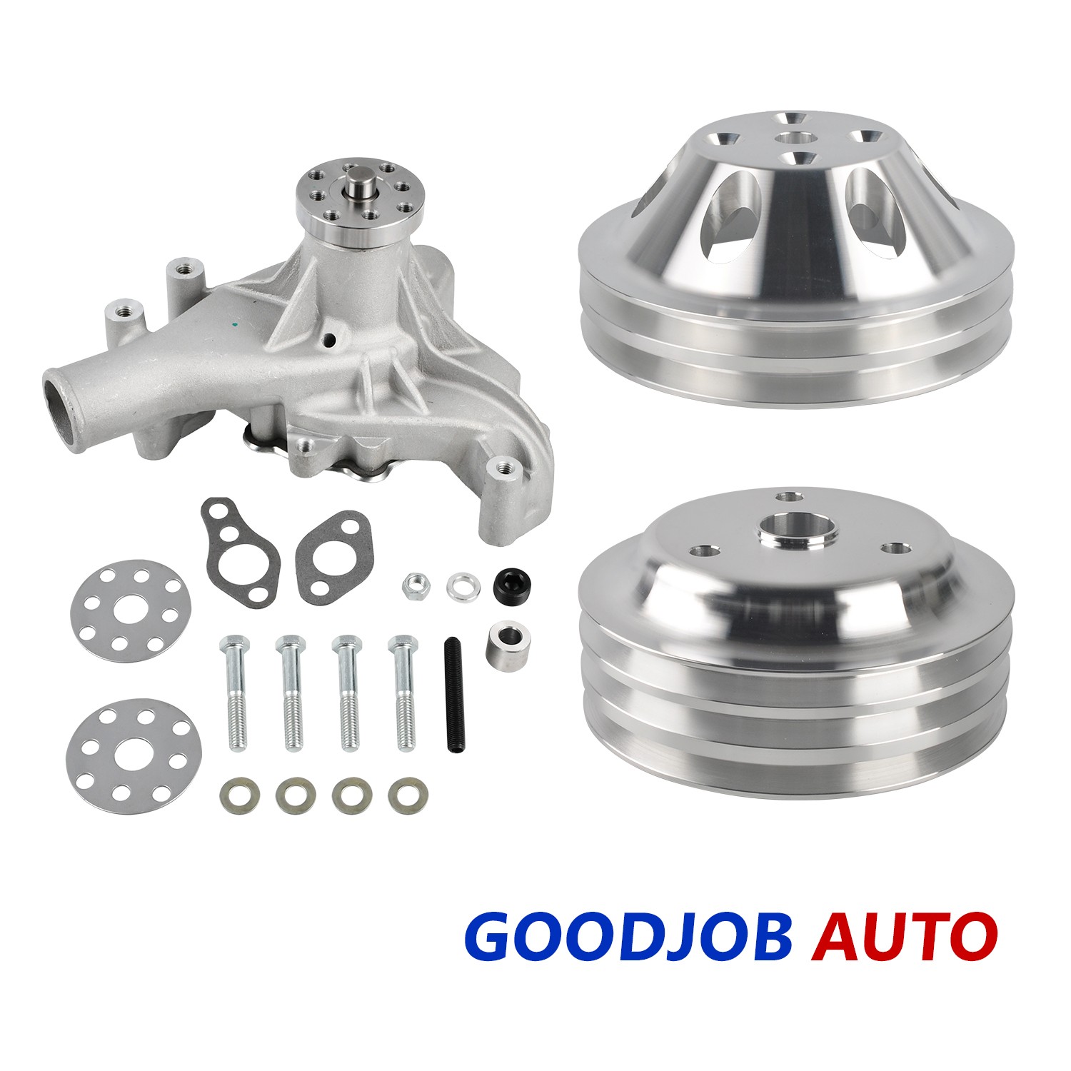 Long Water Pump LWP Small Block Chevy + 2/3 Grooves Pulley & Crankshaft Kit
