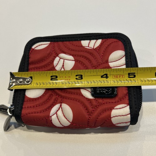NWOT LUG Splits Compact RFID Wallet Organizer Red White Dots Compact Zipper - Picture 10 of 11