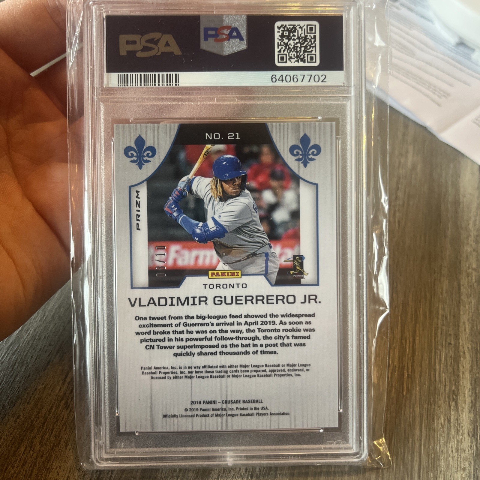 2019 Panini Rookies Crusade Vladimir Guerrero JR PSA 9 RARE LOW POP GEM view 2
