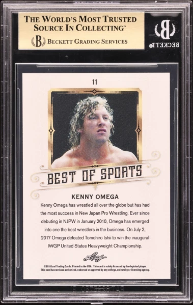 Kenny Omega BGS 10: 2018 Leaf Best of Sports Pristine Wrestling Card #11 POP 4 - Image 2 of 3