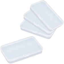 Pack of 4 Clear Polypropylene Rectangle Mini Storage Containers Box with Hing...