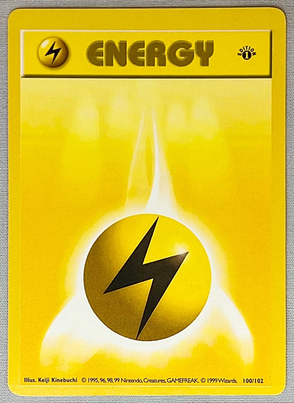 Pokémon 1st EDITION Shadowless Lightning Energy #100/102 1999 Base Set NM to MT