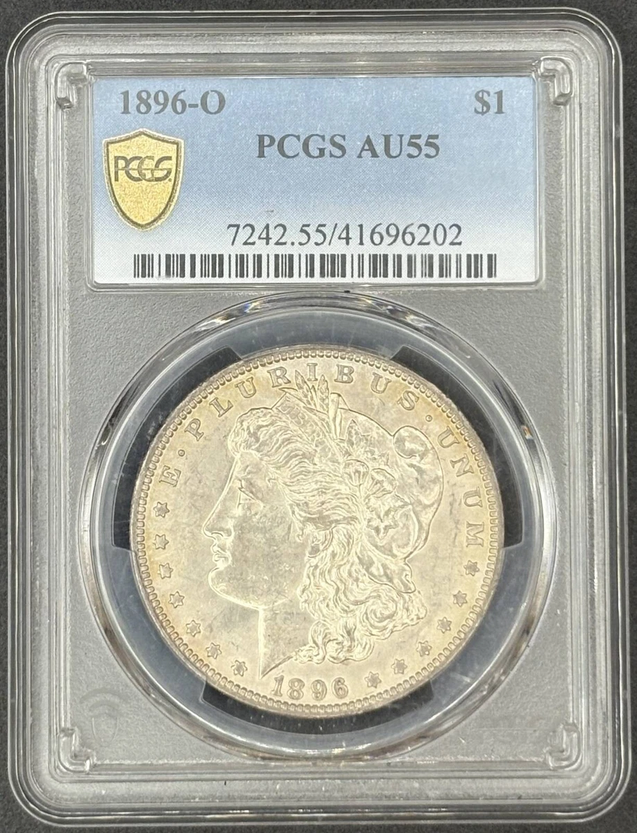 PCGS Certified AU 55 Graded 1896 Year Morgan US Dollars (1878-1921 PCGS Certified AU 55 Graded 1896 Year Morgan US Dollars (1878-1921