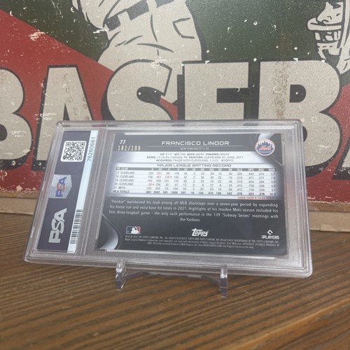 2022 Topps Francisco Lindor Black Chrome /199 NY Mets Psa 10 #77 Refractor Rare - Picture 7 of 8