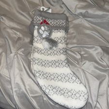 Initial MonoGram "paw  Holiday Knit Stocking Wondershop 19" Gray  White Target