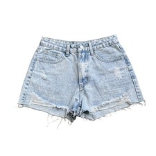 Shein Denim Shorts Womens Size 26 High Rise Distressed Cutoff Jean Light Wash