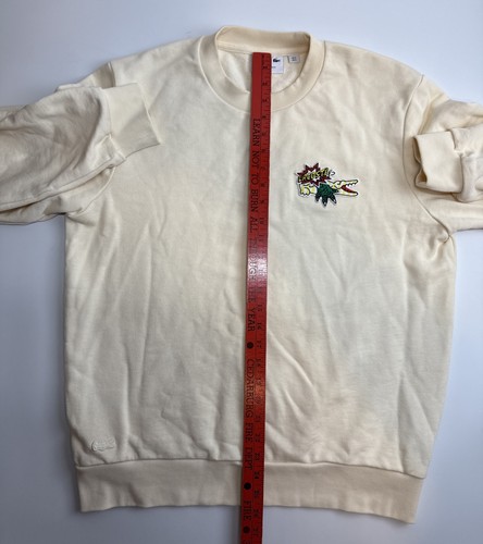 Lacoste Felpa Girocollo Uomo Crema Avorio Gator Patch Taglia Large - Foto 7 di 7