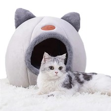 Winter Cat Bed Tent Cozy Nest Warm Basket Dog House Indoor Deep Sleep Mat Pad