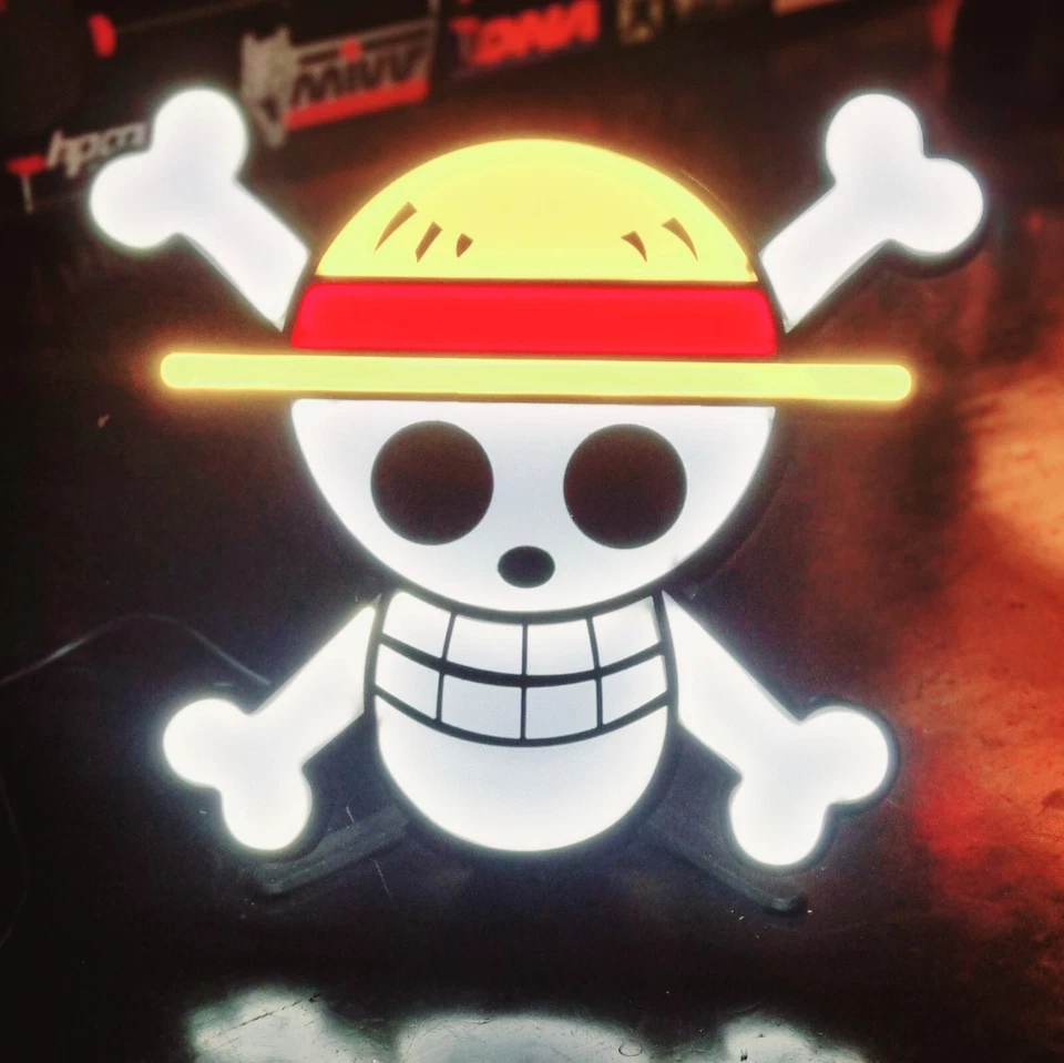 ONE PIECE LED Lightbox Abat Jour. Lampada da Tavolo Teschio Dei Pirati Manga Jap - Immagine 4 di 4