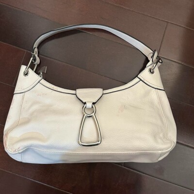 Vintage Anne Klein Ivory White Leather Shoulder Bag