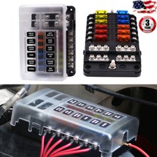 US 12V 12Way Car Auto Boat Bus UTV Blade Fuse Box ATO ATC Block Holder Cover LED
