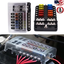 US 12V 12Way Car Auto Boat Bus UTV Blade Fuse Box ATO ATC Block Holder Cover+LED