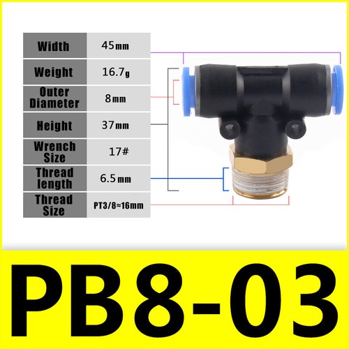 Pneumatic Push In Fitting Air Water Pipe Connectors Hydraulic Push Fit 4/6~16 mm - Picture 97 of 254