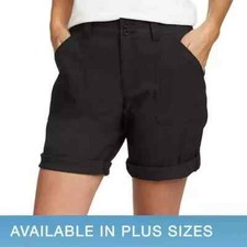 Eddie Bauer Ladies' Bermuda Shorts UPF 50 Roll Hem Stretch Casual 4-16 Black