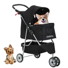 3 Wheels Travel Folding Pet Stroller for Small Medium Dog Cat Jogger Stroller