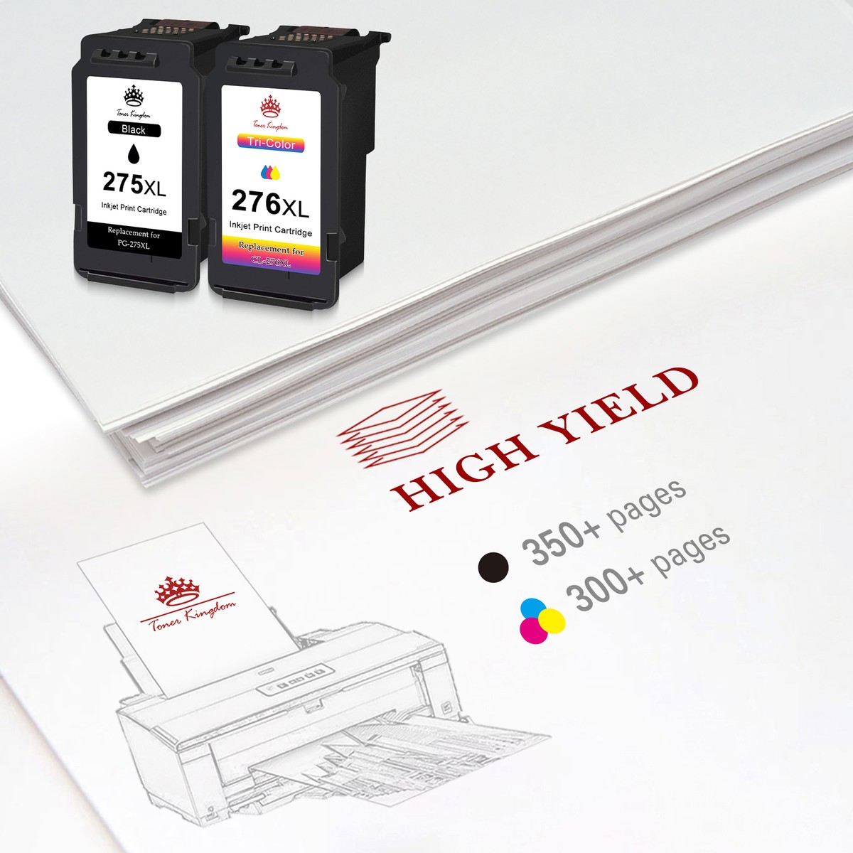 2x PG-275XL Black Ink Cartridge for Canon Pixma TR4722 TR4700
