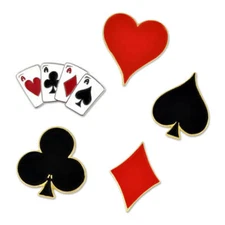 PinMart's Heart Spade Aces Club  Diamond Playing Card Suits Enamel Lapel Pin Set