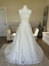 Alfred Angelo Wedding Dress White With Lace & Beads with Train See Measurements