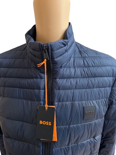 Hugo Boss Orange Oden Quilted Puffer Jacket Coat Dark Navy Blue Men 44R XL - Picture 3 of 13