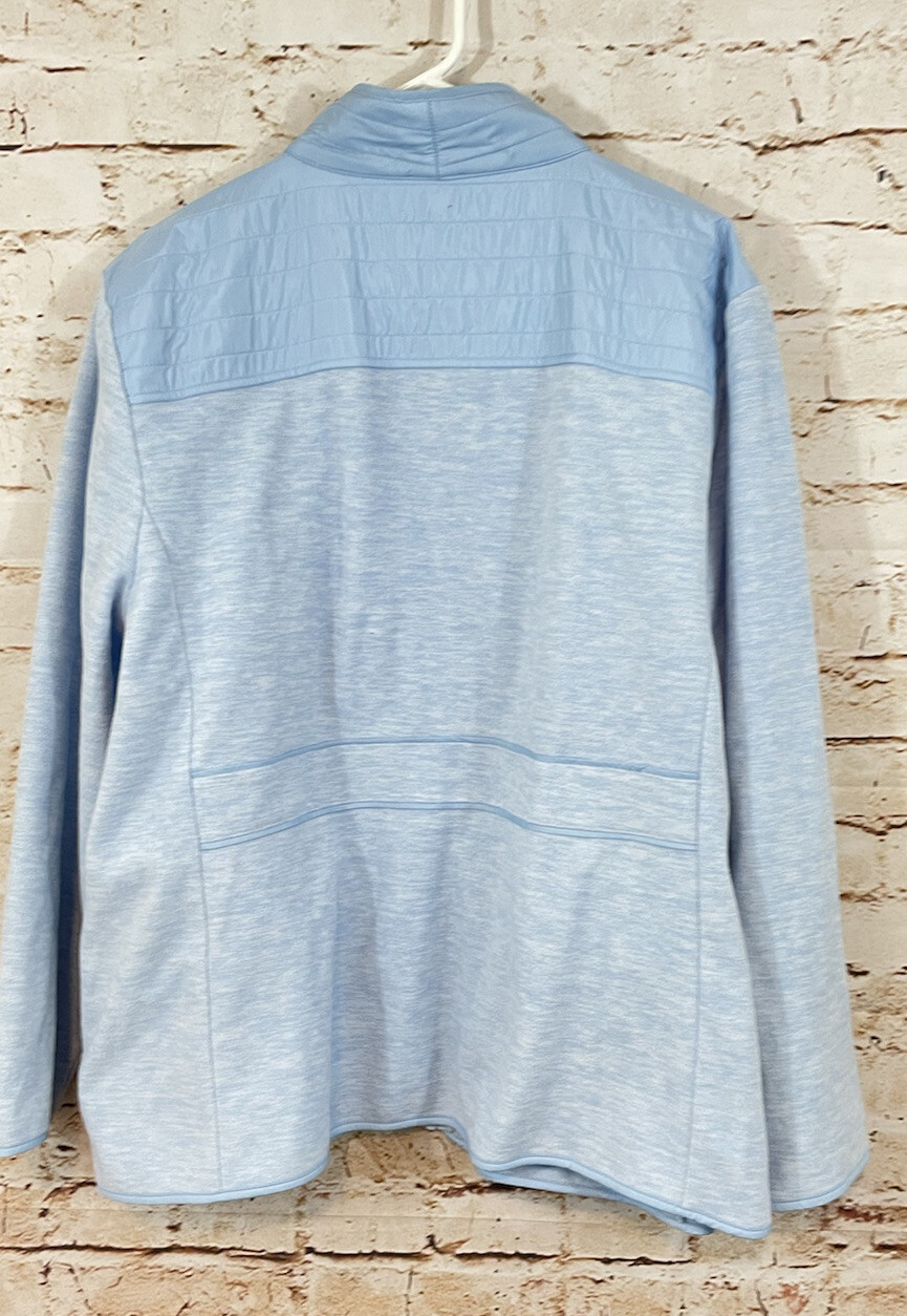 Talbots womens 3X fleece jacket full zip quilted shoulders blue pocket