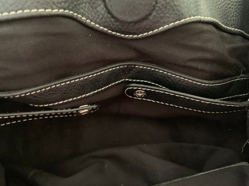 TIGNANELLO Black Handbag Pebbled Leather Double Handles Satchel Shoulder Purse - Picture 10 of 11