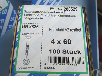Holzschrauben seko Edelstahl 4,0x60mm 100Stück / ContPal3aK2..