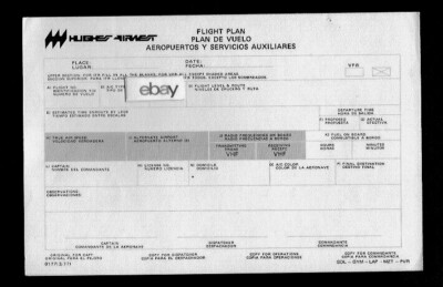 HUGHES AIRWEST 3/1977 FLIGHT PLAN PLAN DE VUELO AEROPUERTOS Y SERVICIOS FORM