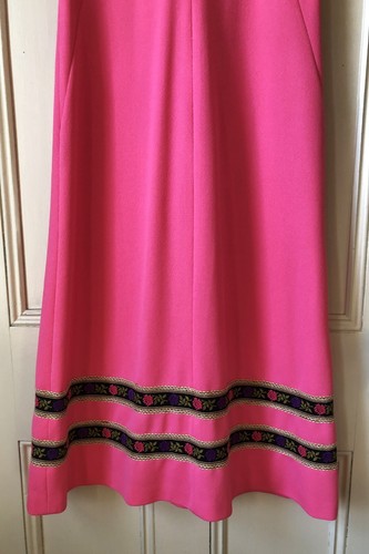 VTG 60s - 70s Hand Made Pink Short Sleeve Maxi A-Line Dress - Picture 5 of 21