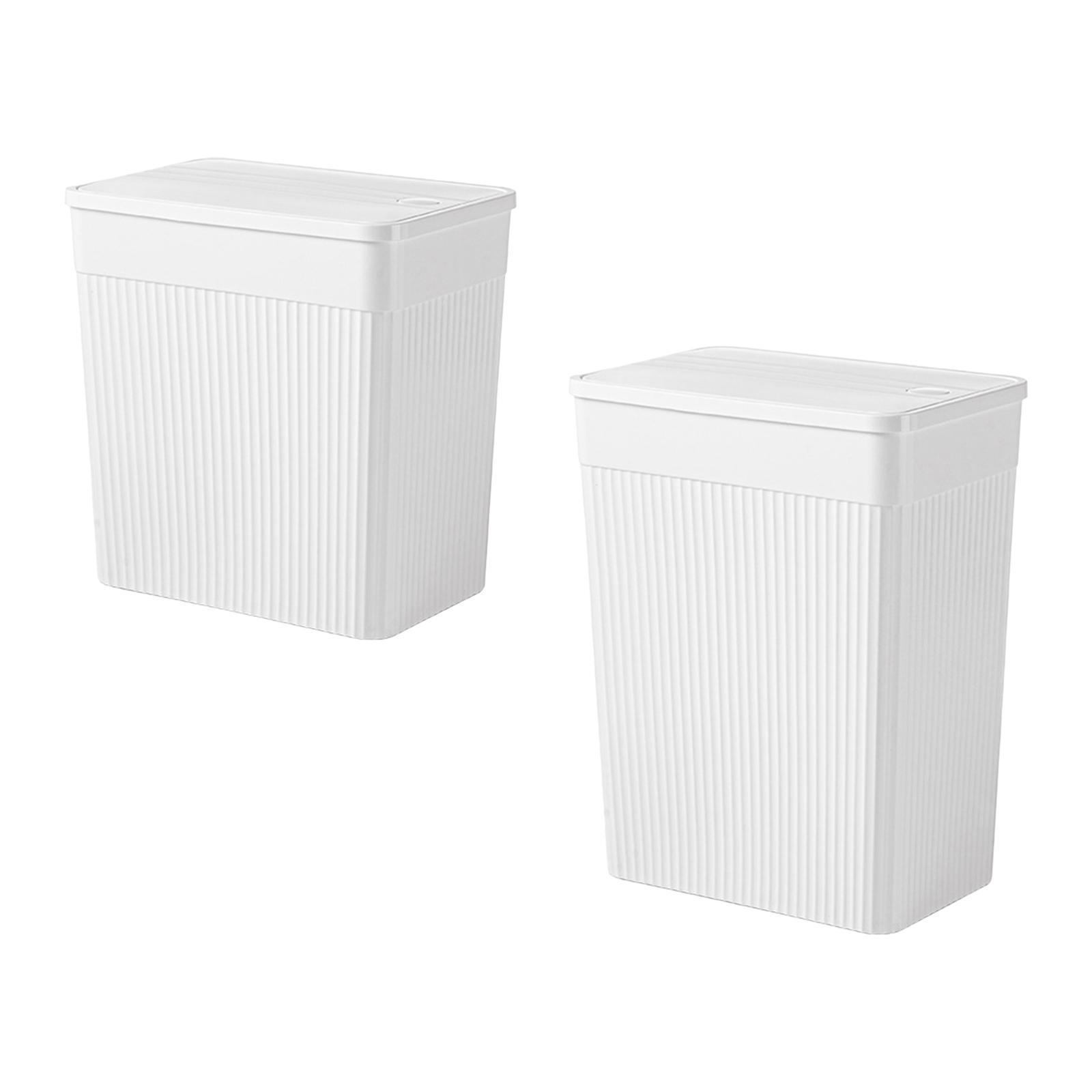 Trash Can with Lid with Press Top Lid Rubbish Bin for Toilet Bedroom Office-image