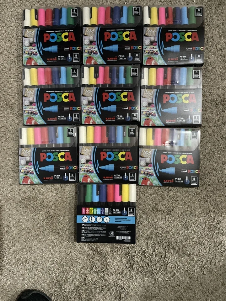 Marcadores de pintura POSCA, puntas de marcador de punto medio, PC-5M, 8 unidades NUEVO LOTE de 10 paquetes Foto 2 de 3