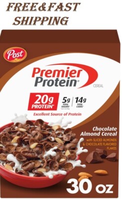 Post Premier Protein Chocolate Almond Cereal Breakfast Cereal Snack 30 Ounce