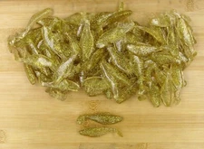 (100) Luck-E-Strike Shad Minnow Swimbait 2 1/2" Clear Gold Glitter Bulk Lot New