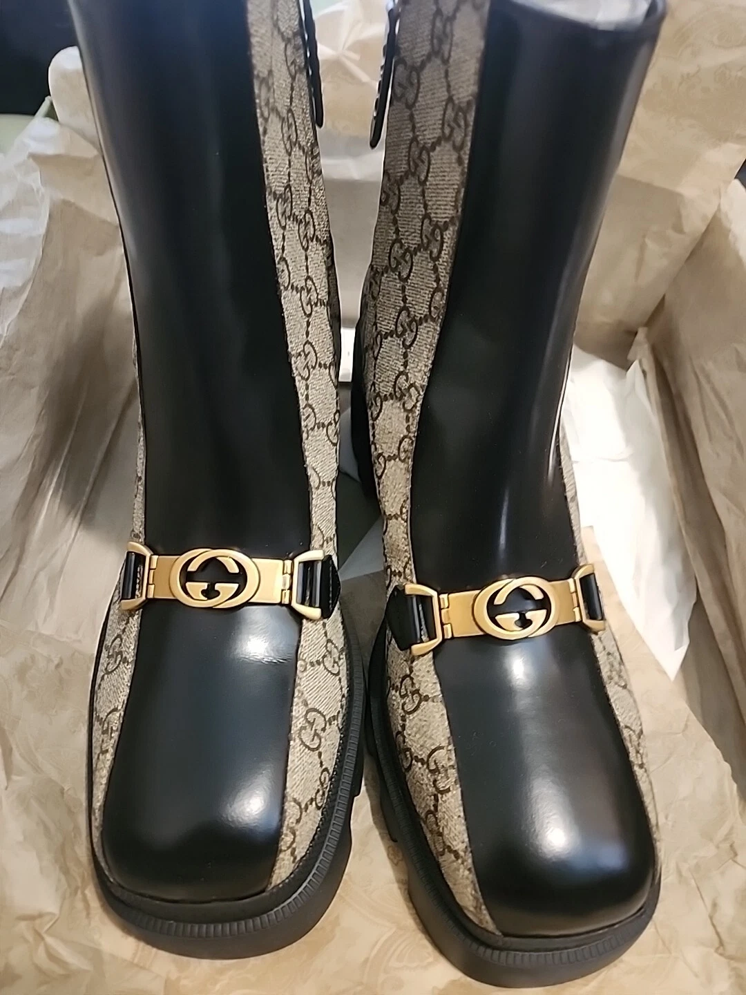 Bottines Gucci Supreme beige ébène taille 42 neuves dans leur boîte