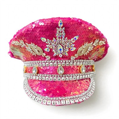 Strass Cowboy Hut Kapitän Cap Party Festival Accessoire Rosa Club