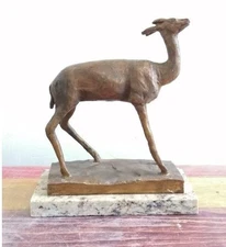 REMBRANDT BUGATTI  " DEER " BRONZE SCULPTURE SIGNED & NUMBERED