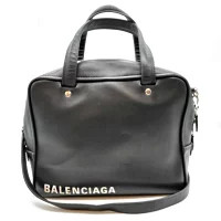 Balenciaga Triangle Square Handbag Shoulder Bag Crossbody Black Leather