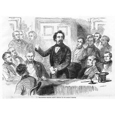 CHARLES DICKENS Dulwich College Charity Meeting at Adelphi Theatre - Print 1856