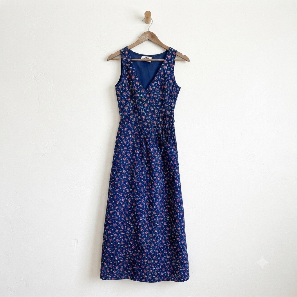 Rare 70s Lanz Quilted Floral Wrap Dress Maxi Prairie Core Vintage Retro Cottages image 2