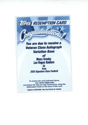 2025 Topps Signature Maxx Crosby Veteran Class Autographs (RAW)
