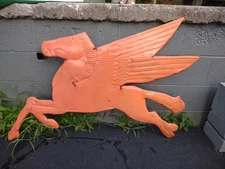 Rare Vintage Large Mobil Pegasus Gas Service Station 55" Heavy Metal Sign 