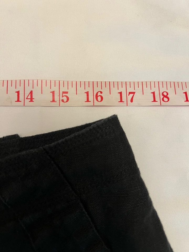 Pantalones para mujer Charter Club 100 % lino talla 12 calce clásico recortados negros tiro alto Foto 4 de 4