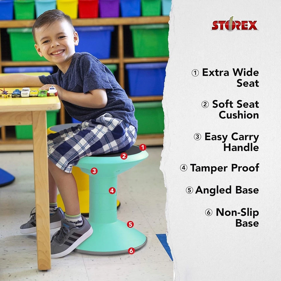 Taburete Storex Wiggle Asientos Flexibles Activos para Aula y Hogar Estudio Niños Foto 4 de 4