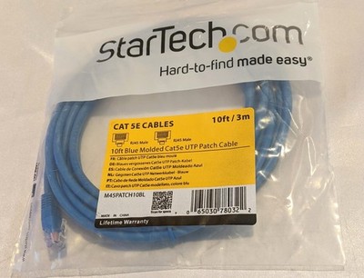 NEW StarTech.com 10 ft Blue Molded Cat5e UTP Patch Cable Model: M45PATCH10BL