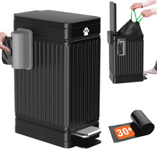 Large Dog Poop Trash Can Outside, 3.2 Gal Metal Dog Waste Trash Can with Lid Out